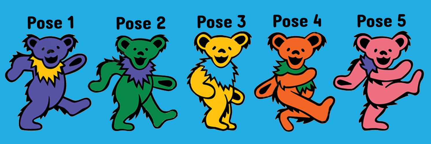 Grateful Dead Pink Bear (Pose 5) Handmade Rug | Pure Tuft